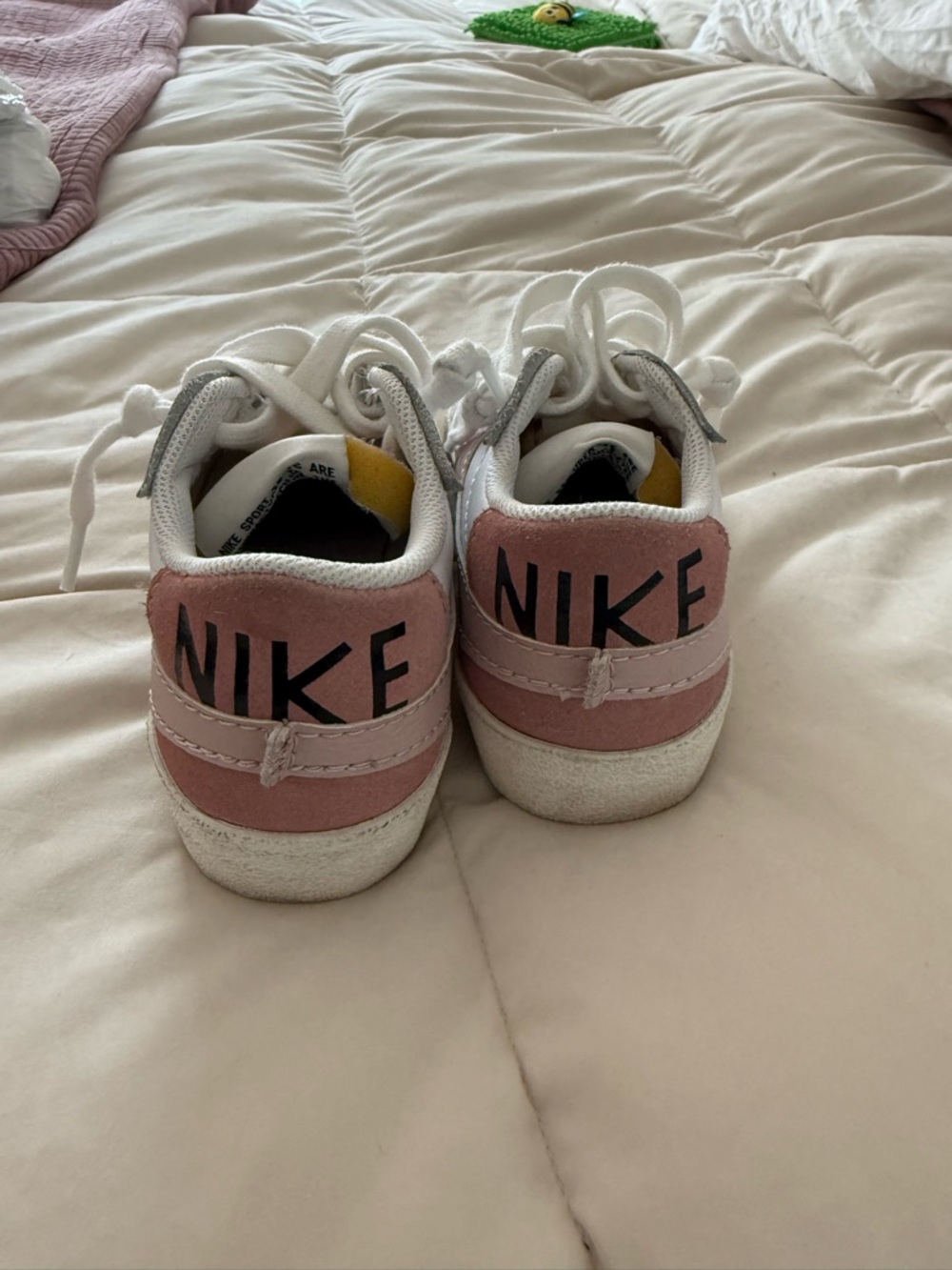 Nike Kids Pink and White Suede Low-Top Sneakers